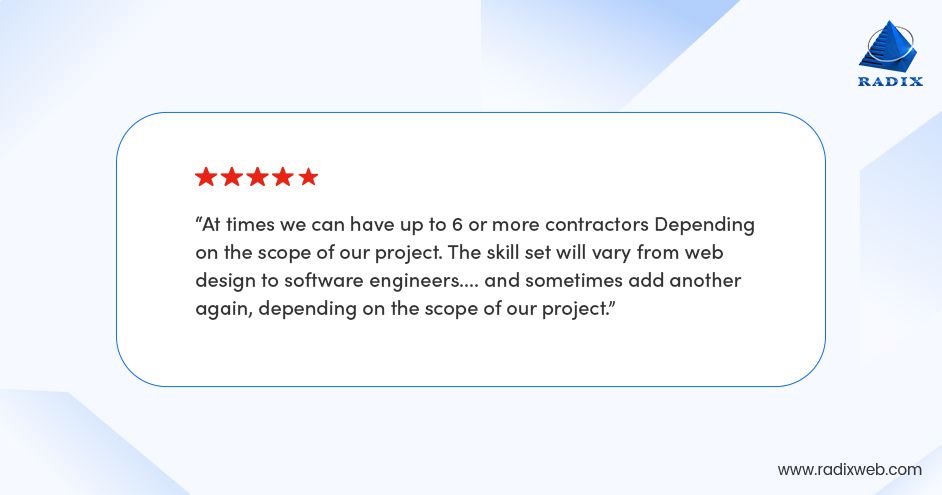 Client Highlights Radixweb’s Team Scalability