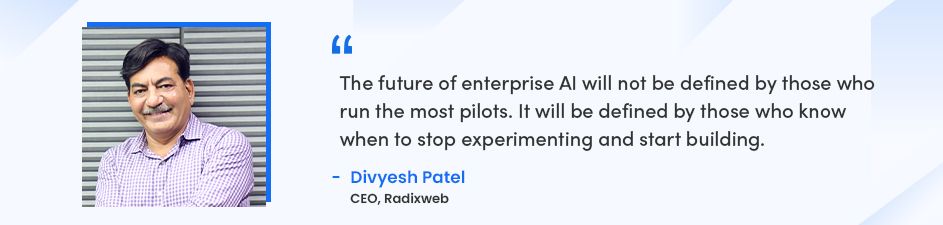 According to Divyesh Patel, CEO at Radixweb - Turn AI experiments into enterprise breakthroughs