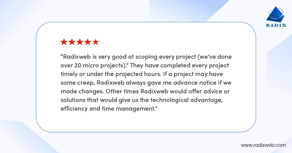 Client Praises Radixweb for Accurate Scoping